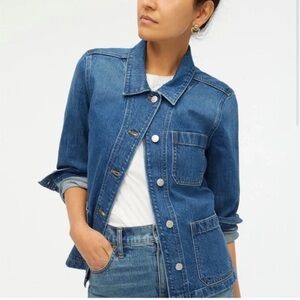J. Crew Denim Oversize Chore Jean Utility Jacket with Pockets Size M